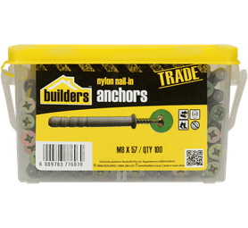 Build and Fix 100 x Nylon Nail in Anchors 8 x 57 mm