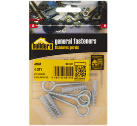 Build and Fix 4 x Eye Screws with Nylon Plugs 4 x 40 mm