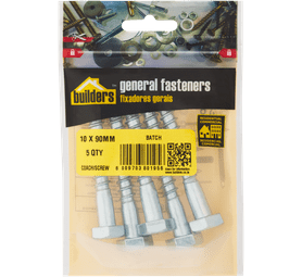 Build and Fix 5 x Coach Screws 10 x 90 mm 801956