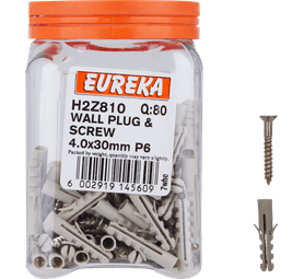 Eureka H2Z810 4.0 x 30 mm Wall Plug and Screw 80 Pack
