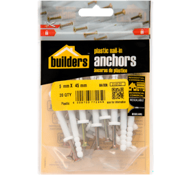 Build and Fix 20 x Plastic Nail in Anchors 5 x 45 mm