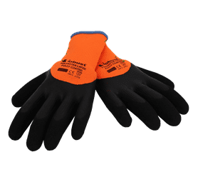 Robust 10G Polyester Latex Safety Gloves Orange Size 9-10