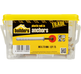Build and Fix 75 x Plastic Nail in Anchors 6 x 70 mm