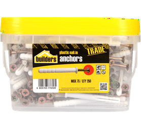 Build and Fix 250 x Plastic Nail in Anchors 8 x 75 mm