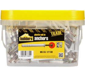 Build and Fix 500 x Plastic Nail in Anchors 6 x 55 mm
