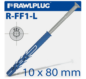 Rawlplug Nylon Plug and Collar Hex Frame Fixing Screws Blue 9.8 x 80 mm