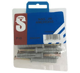Safe Top 10 x Nail In Anchors 8 x 45 mm