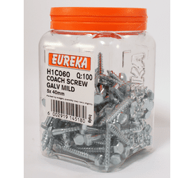 Eureka H1C060 5 x 40 mm Coach Screw Galvanised 100 Pack
