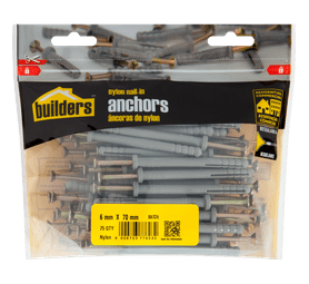 Build and Fix 75 x Nylon Nail in Anchors 6 x 70 mm