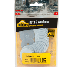 Build and Fix 30 x Flat Washers Silver 6 x 32 x 1.5 mm
