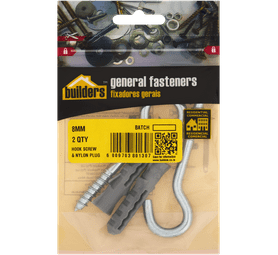 Build and Fix 2 x Hook Screws with Nylon Plugs 8 x 40 mm