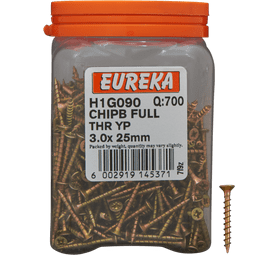 Eureka H1G090 3.0 x 25 mm Chipboard Screw Full 700 Pack