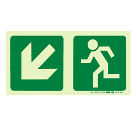 Parrot Products Photoluminescent E14 Diagonal Arrow Down and Left and Running Man Sign Green 190 mm
