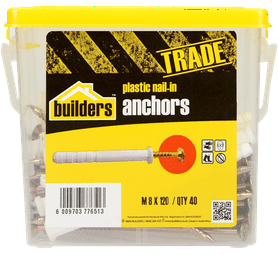Build and Fix 40 x Plastic Nail in Anchors 8 x 120 mm