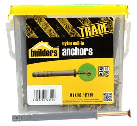 Build and Fix 50 x Nylon Nail in Anchors 8 x 100 mm