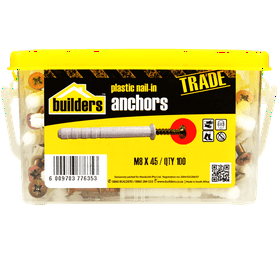 Build and Fix 100 x Nail In Anchor 45 x 8 x 8 mm
