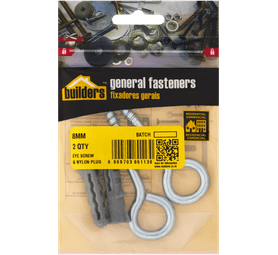 Build and Fix 2 x Eye Screws with Nylon Plugs 8 x 40 mm