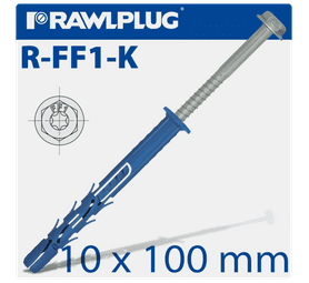 Rawlplug Nylon Plug and Collar Hex Frame Fixing Screws Blue 9.8 x 100 mm