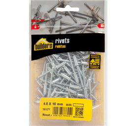 Build and Fix 100 x Open Aluminium Bond Rivets Silver 4.0 x 10 mm