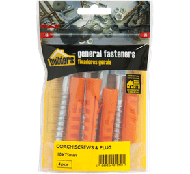 Build and Fix BP-CSP1075-4 4 x Coach Screws and Plugs 10 x 75 mm