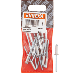 Eureka 20 x Aluminium Open Blind Rivets 4 x 15 mm