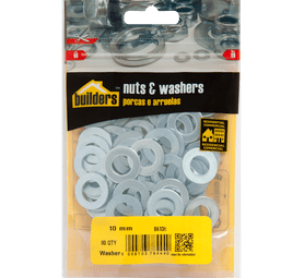 Build and Fix 80 x Flat Washers Silver 10 mm