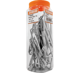 Eureka 50 x Zinc Plated Hook Bolts and Nuts 6 x 90 mm