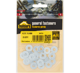 Build and Fix 25 x M4.8 Rivet Washers 15 mm