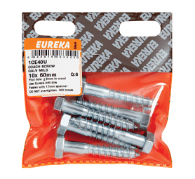 Eureka 6 x Galvanised Coach Screws 10 x 60 mm