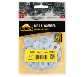 Build and Fix 72805 40 x Medium Body Washers Silver 5 x 18 x 1.5 mm