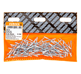 Eureka 100 x Aluminium Open Blind Rivets 3.2 x 8 mm