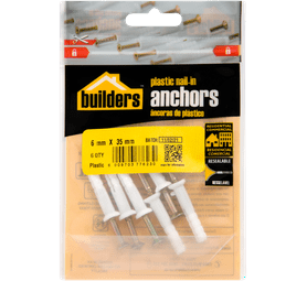 Build and Fix 6 x Nail In Anchor 35 x 6 x 6 mm