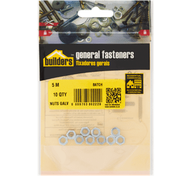 Build and Fix 10 x M5 Glavanised Nuts 5 mm