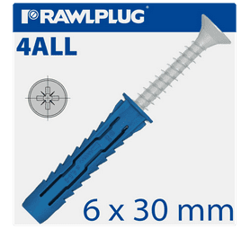 Rawlplug Universal Plugs and Screws Blue 6 x 30 mm