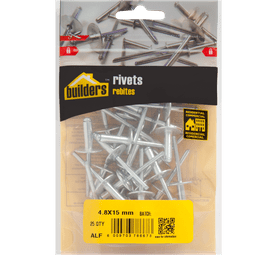 Build and Fix 25 x Large Flange Bond Rivets Silver 4.8 x 15 mm