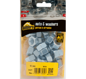 Build and Fix 704749 30 x Galvanised Hex Nuts 12 mm