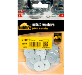 Build and Fix 72799 25 x Medium Body Washers Silver 4 x 22 x 1.5 mm
