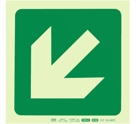 Parrot Products Photoluminescent E30 Diagonal Arrow Down and Left Sign Green 190 mm