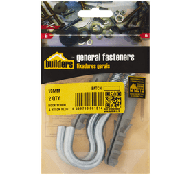 Build and Fix 2 x Hook Screws with Nylon Plugs 10 x 40 mm
