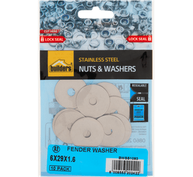 Build and Fix 10 x Stainless Steel Fender Washers (29 x 6 x 1.6mm)
