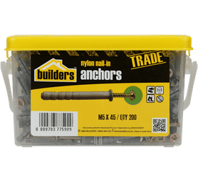 Build and Fix 200 x Nylon Nail in Anchors 5 x 45 mm