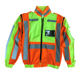 Pioneer Zip Off Sleeve Reflective Jacket Orange and Lime Medium