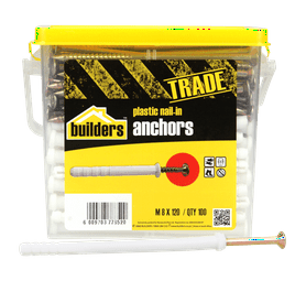 Build and Fix 100 x Plastic Nail in Anchors 8 x 120 mm