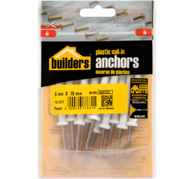 Build and Fix 10 x Nail In Anchor 70 x 6 x 6 mm