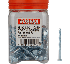 Eureka H1C130 5 x 60 mm Coach Screw Galvanised 50 Pack