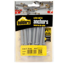 Build and Fix 10 x Nylon Nail in Anchors 6 x 70 mm