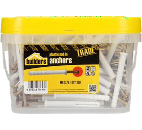 Build and Fix 200 x Plastic Nail in Anchors 8 x 75 mm