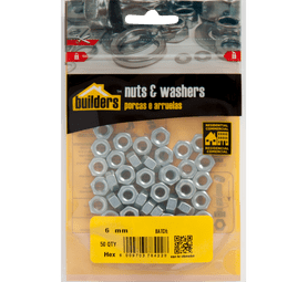 Build and Fix 704744 50 x Galvanised Hex Nuts 6 mm