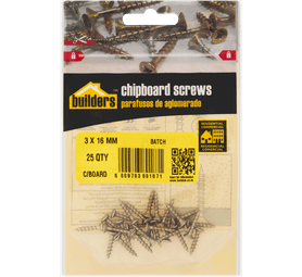 Build and Fix 25 x Chipboard Screws 3 x 16 mm
