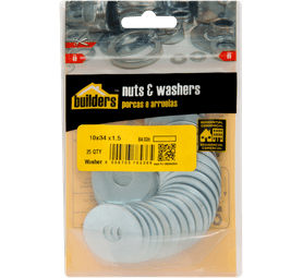 Build and Fix 25 x Medium Body Washers Silver 10 x 34 x 1.5 mm